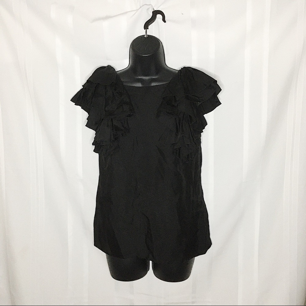 See by Chloé | Black ruffled cropped blouse